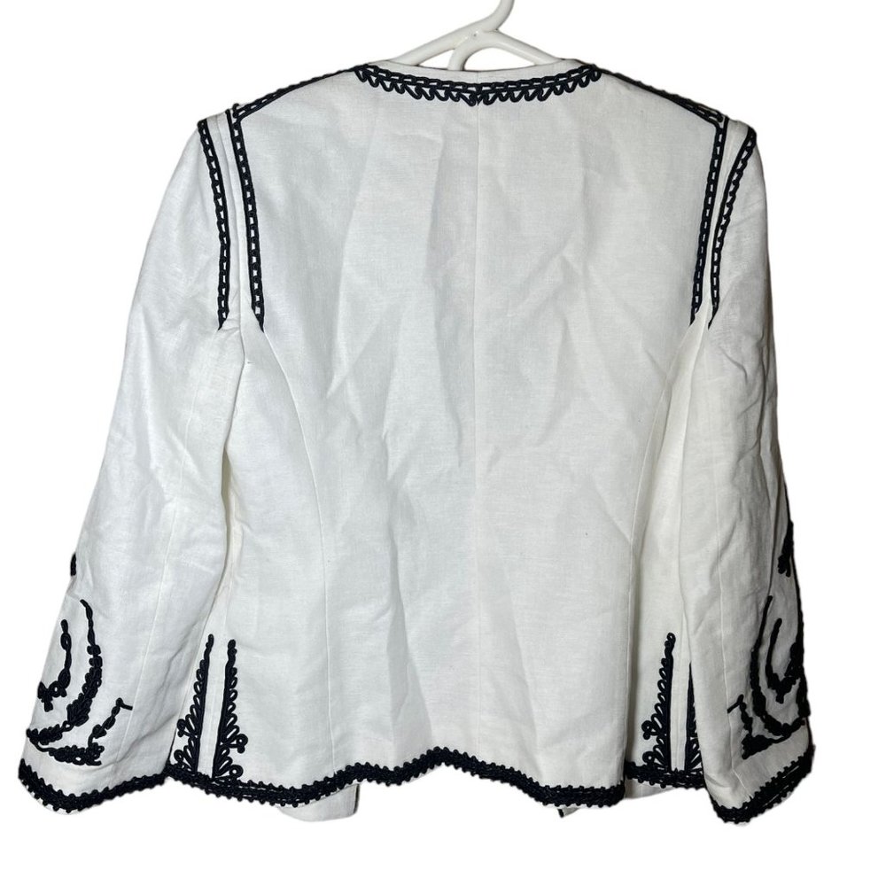 Kobi Halperin White Linen Collared Blazer Small - Picture 6 of 9